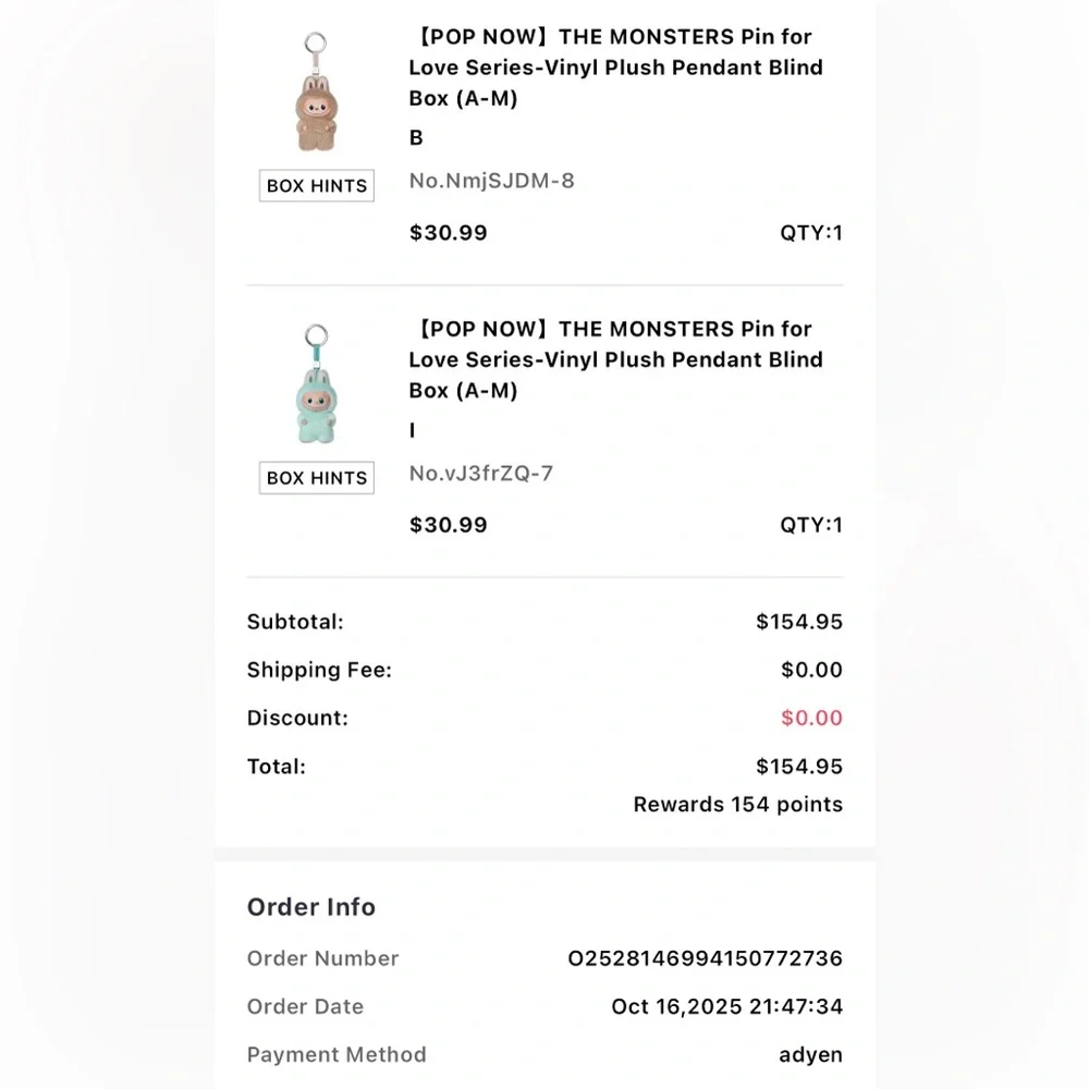 THE MONSTERS Pin for Love Series-Vinyl Plush Pendant Blind Box (D) - Picture 5 of 5